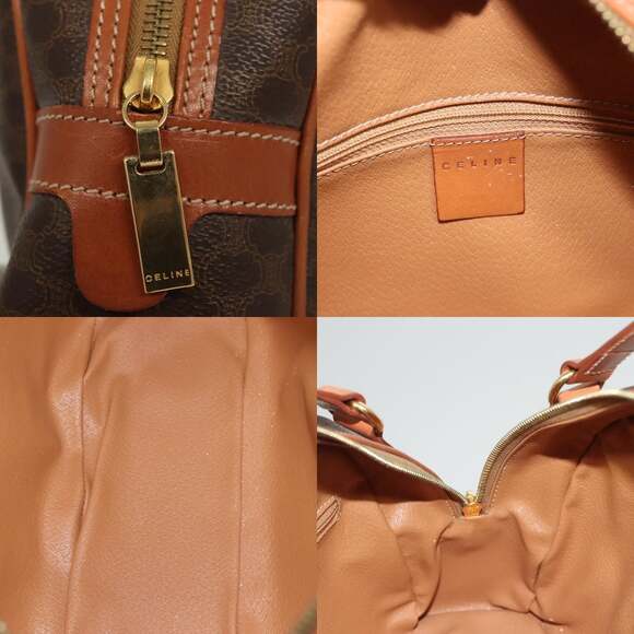 CELINE Macadam Canvas Hand Bag Pvc Leather Brown Gold - Picture 11 of 12